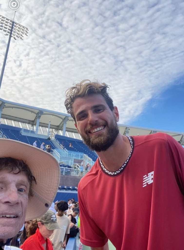  Marshall Hubsher with Tenys Sandgren after his victory at the US Open
